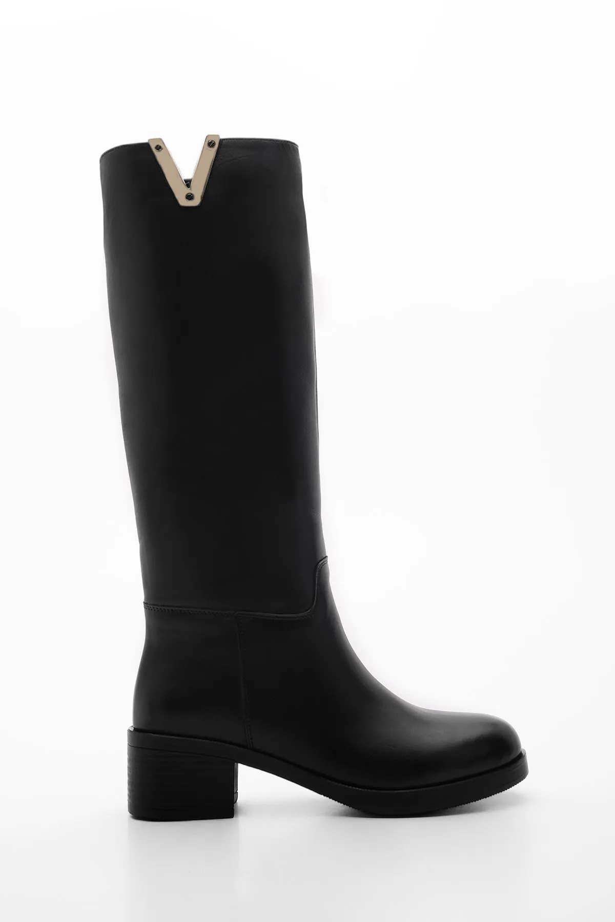 Marjin  Damen-Stiefel aus echtem Leder mit Absatz über dem Knie Zekna schwarz
