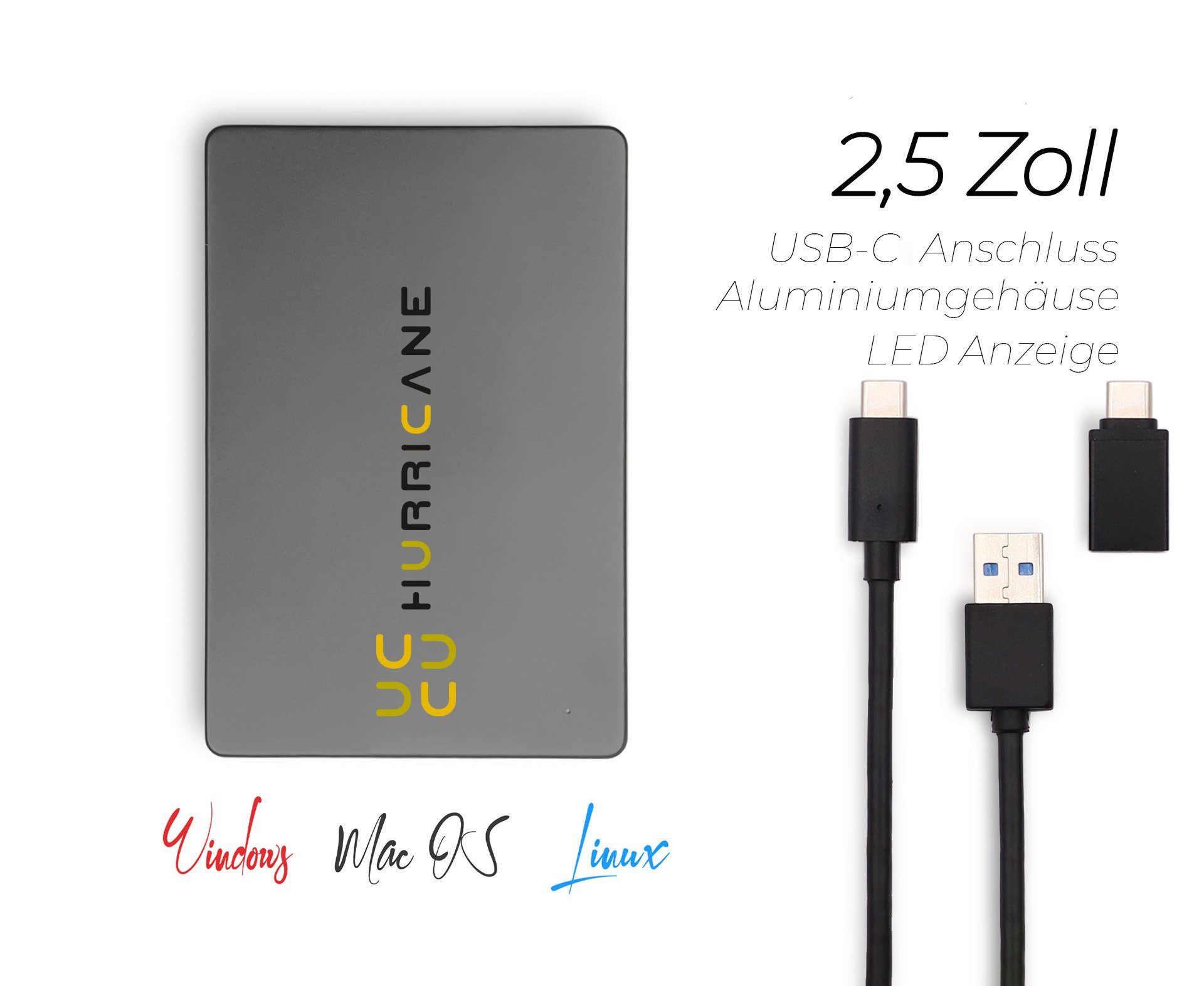 HURRICANE MD25C3 Tragbare Externe Festplatte 500GB 2,5