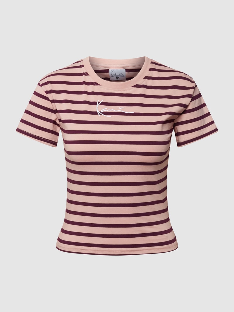 T-Shirt mit Streifenmuster in hellrosa