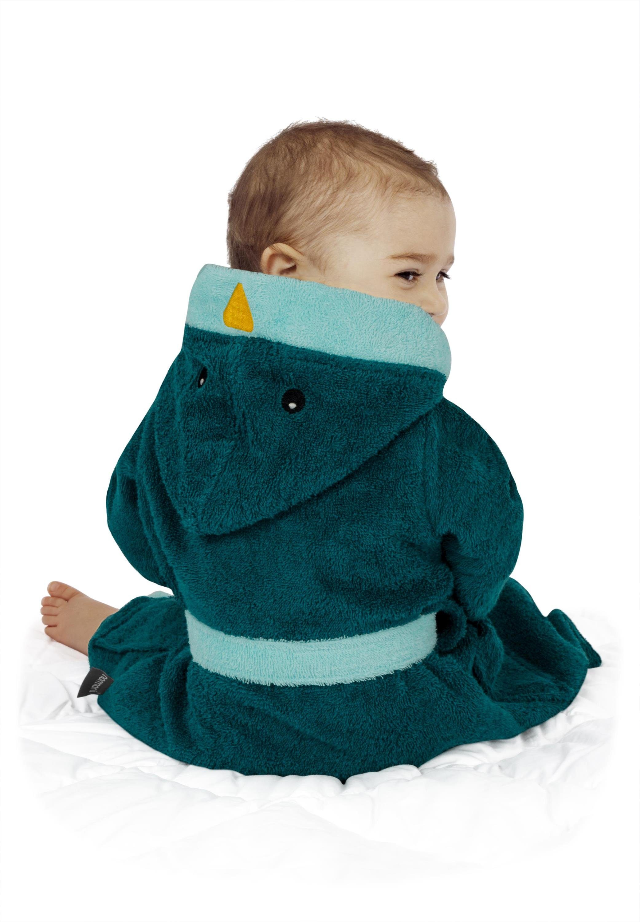 normani Kinderbademantel Kinder Bademantel aus Bio-Baumwolle Malia, Bio-Baumwolle, Kapuze, Bindegürtel, Kinder Bademantel aus weichem und schadtsofffreiem Material