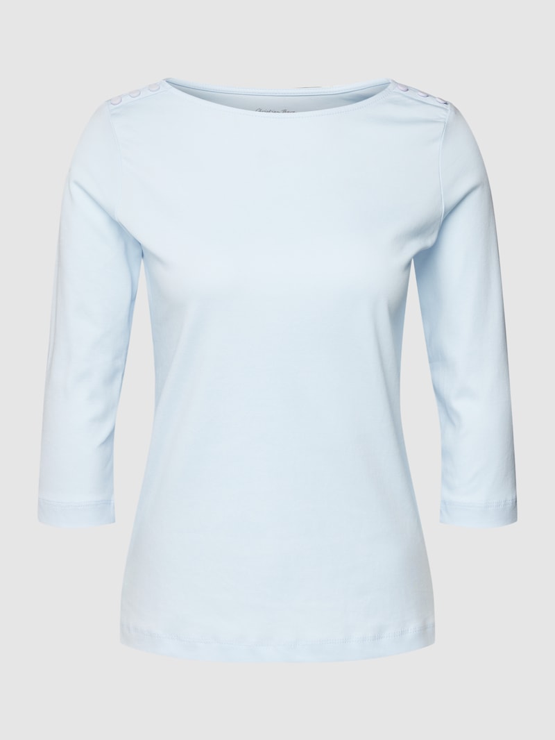 T-Shirt mit 3/4-Arm und dekorativen Knöpfen in hellblau