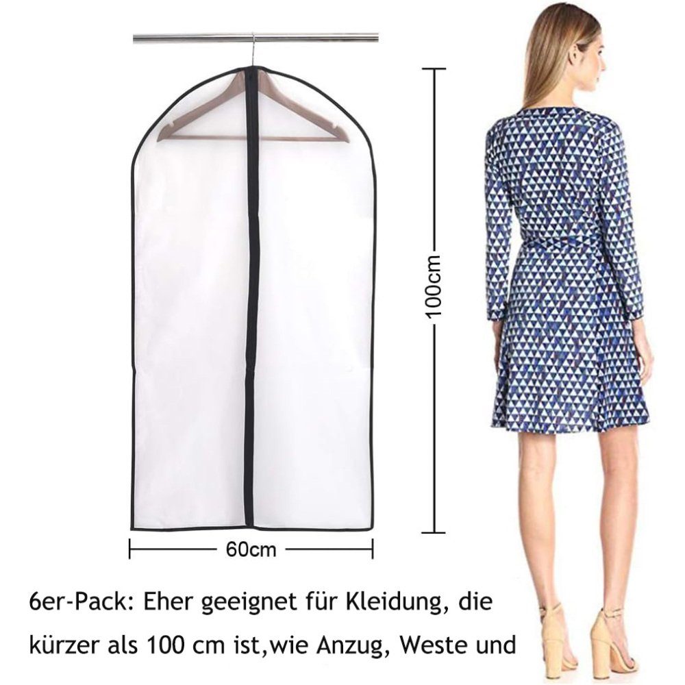 Fokelyi Kleidersack 6 Stück Transparenter Kleidersack Set Aufbewahrungsbeutel Set hängende