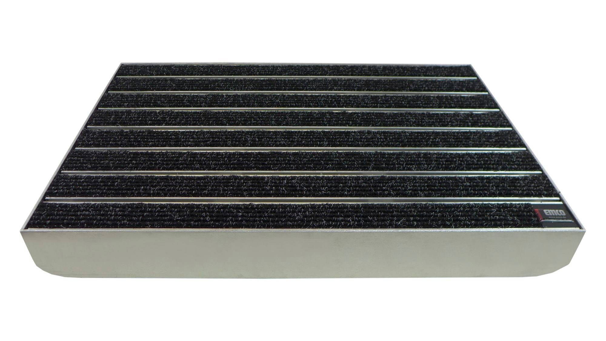 Fußmatte EMCO Eingangsmatte DIPLOMAT Large Rips anthrazit + ALU Bodenwanne Fußmatte Schuhabstreifer Fußabstreifer, Emco, rechteckig, Höhe: 80 mm, für den Innenbereich und überdachten Außenbereich