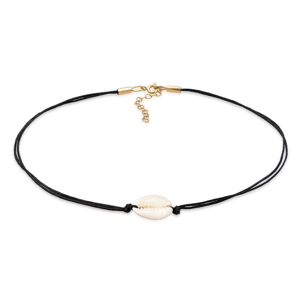 Elli Elli Collier Femmes Choker tendance avec nylon et coquillage cauri en argent ster collier