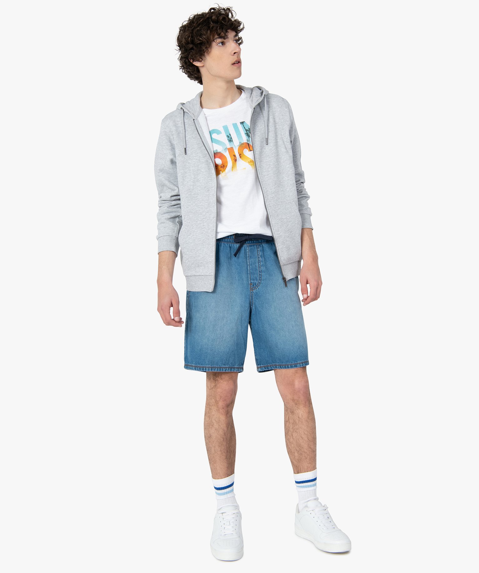 Sweat zippé à capuche homme grey | GEMO