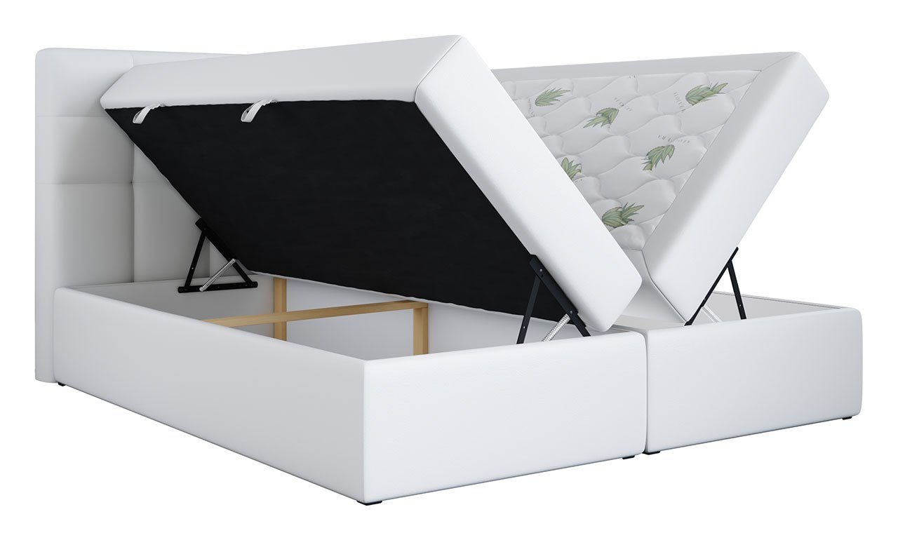 MKS MÖBEL Boxspringbett TOP2, Polsterbett mit Multipocket-Matratze, Stauraumbett