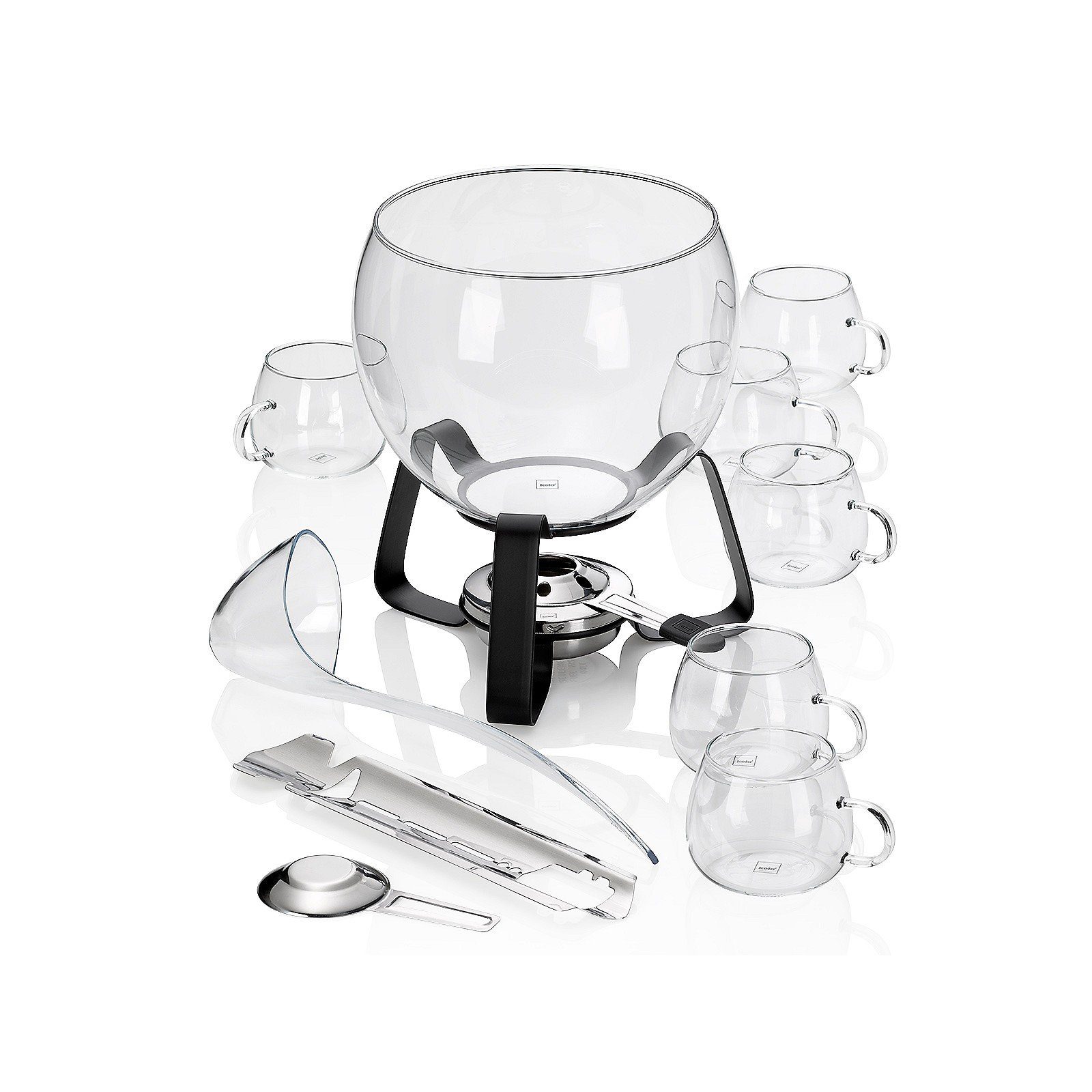 kela Bowle-Set Juntos, Feuerzangenbowle 11-tlg hitzebeständiges Glas inkl Rechaud & 6 Gläser