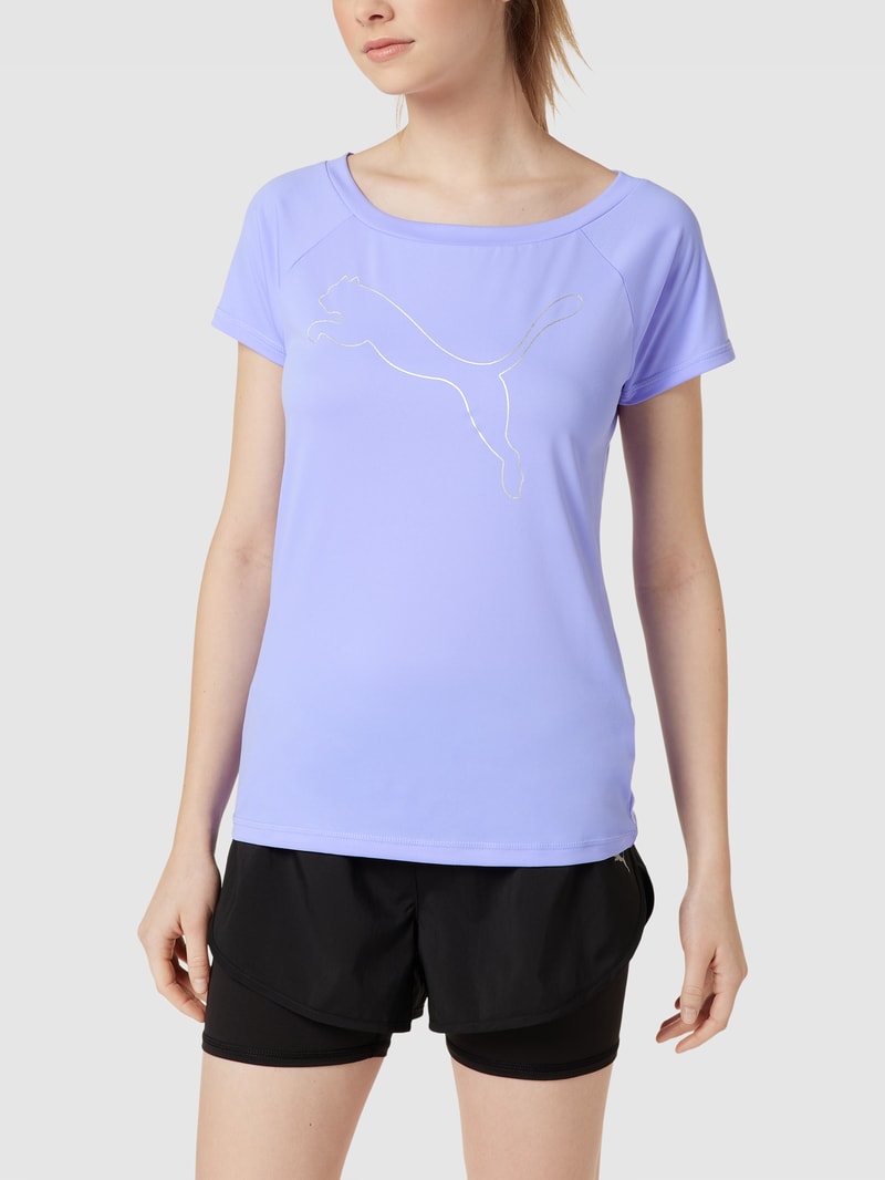 T-Shirt mit Label-Print in hellblau