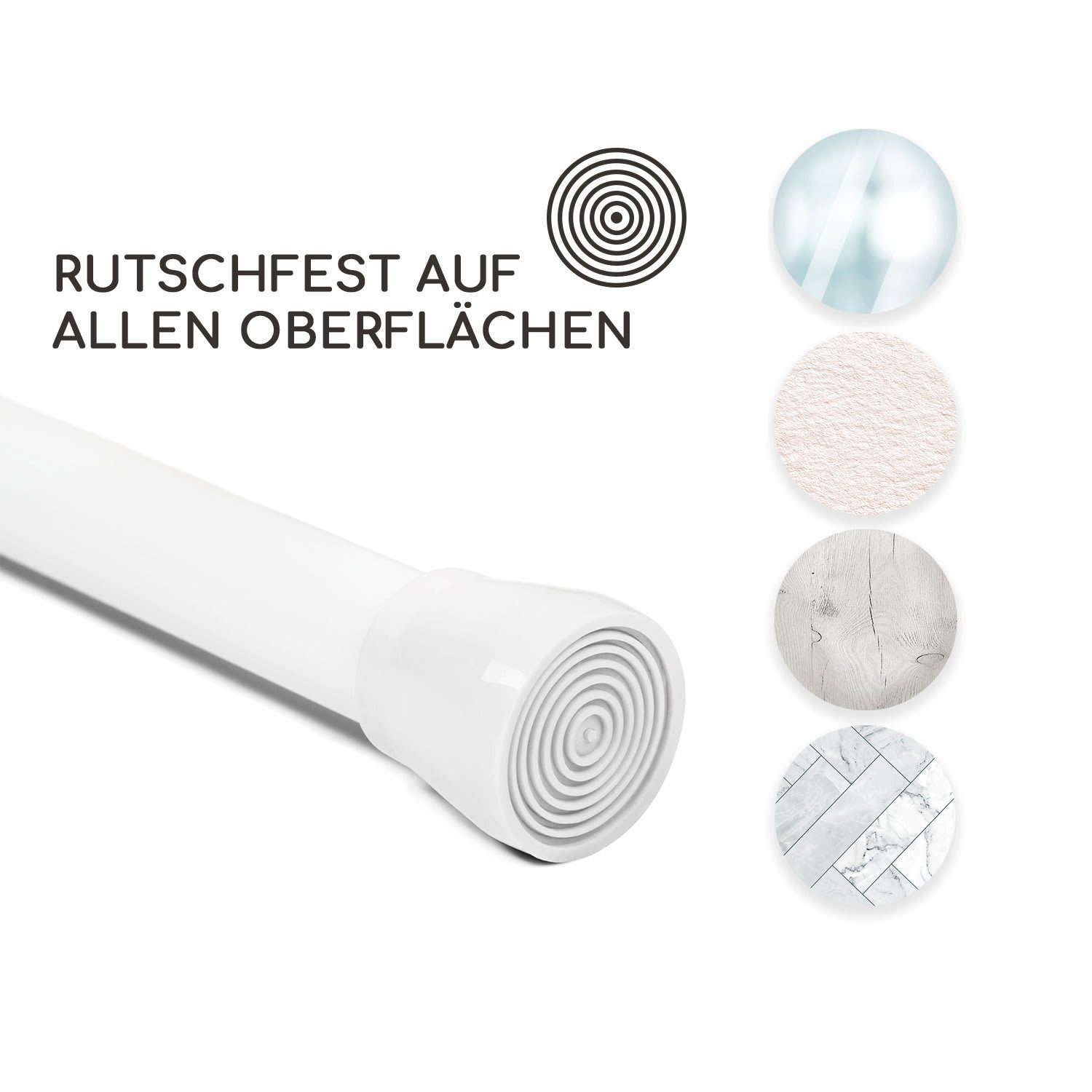 Vorhangstange Stamina L Teleskopstange Duschvorhang 110-200cm rutschfest, Blumfedt, Ø 35 mm, 1-läufig, ausziehbar, ohne Bohren, Metall
