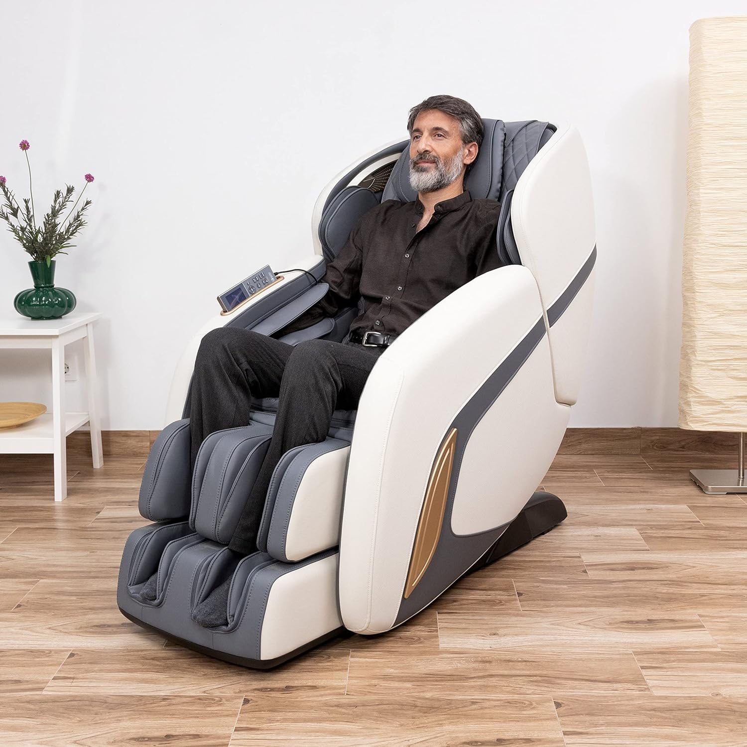 GLOBAL RELAX | KENSHO® Plus | Sillón Masaje Azul Grisaceo | 7 Programas | Presoterapia de Aire, Reflexoterapia de Pies, Termoterapia Espalda, Gravedad y Espacio Cero| Sonido Envolvente 3D | Bluetooth