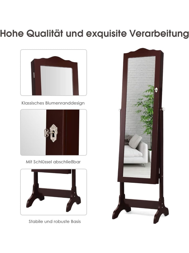 COSTWAY Schmuckschrank mit LED in Braun günstig kaufen onesize