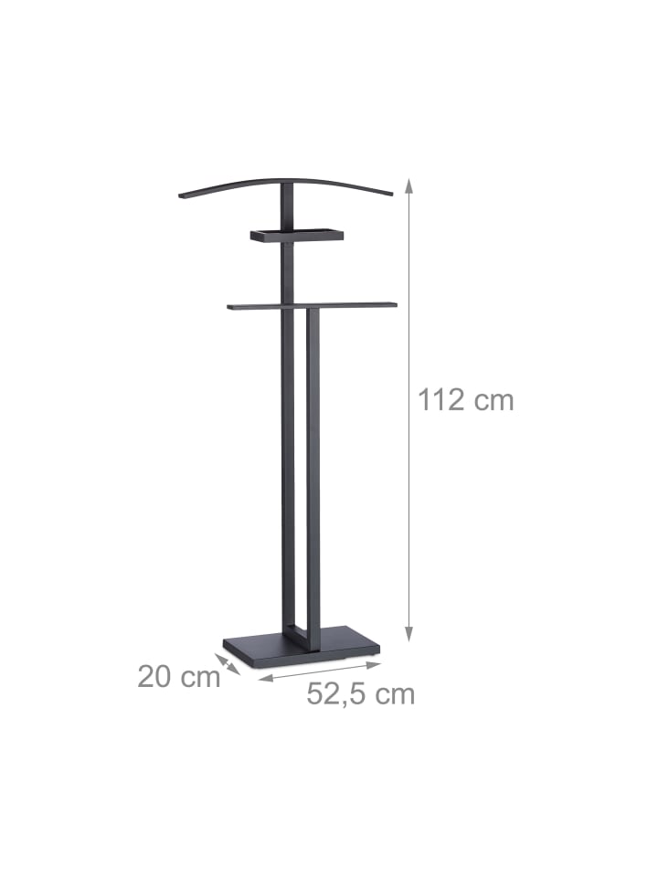 relaxdays Stummer Diener in Schwarz - (B)52,5 x (H)112 x (T)20 cm günstig kaufen onesize