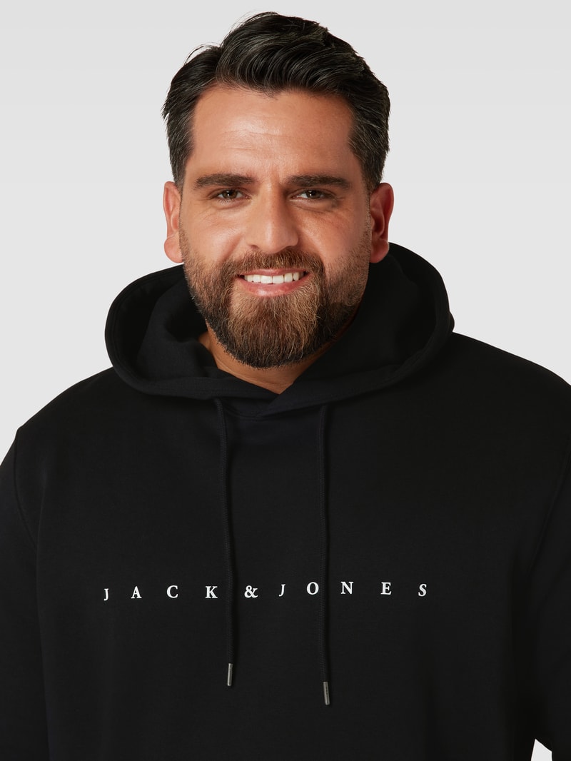 PLUS SIZE Hoodie mit Kapuze Modell 'STAR' in schwarz