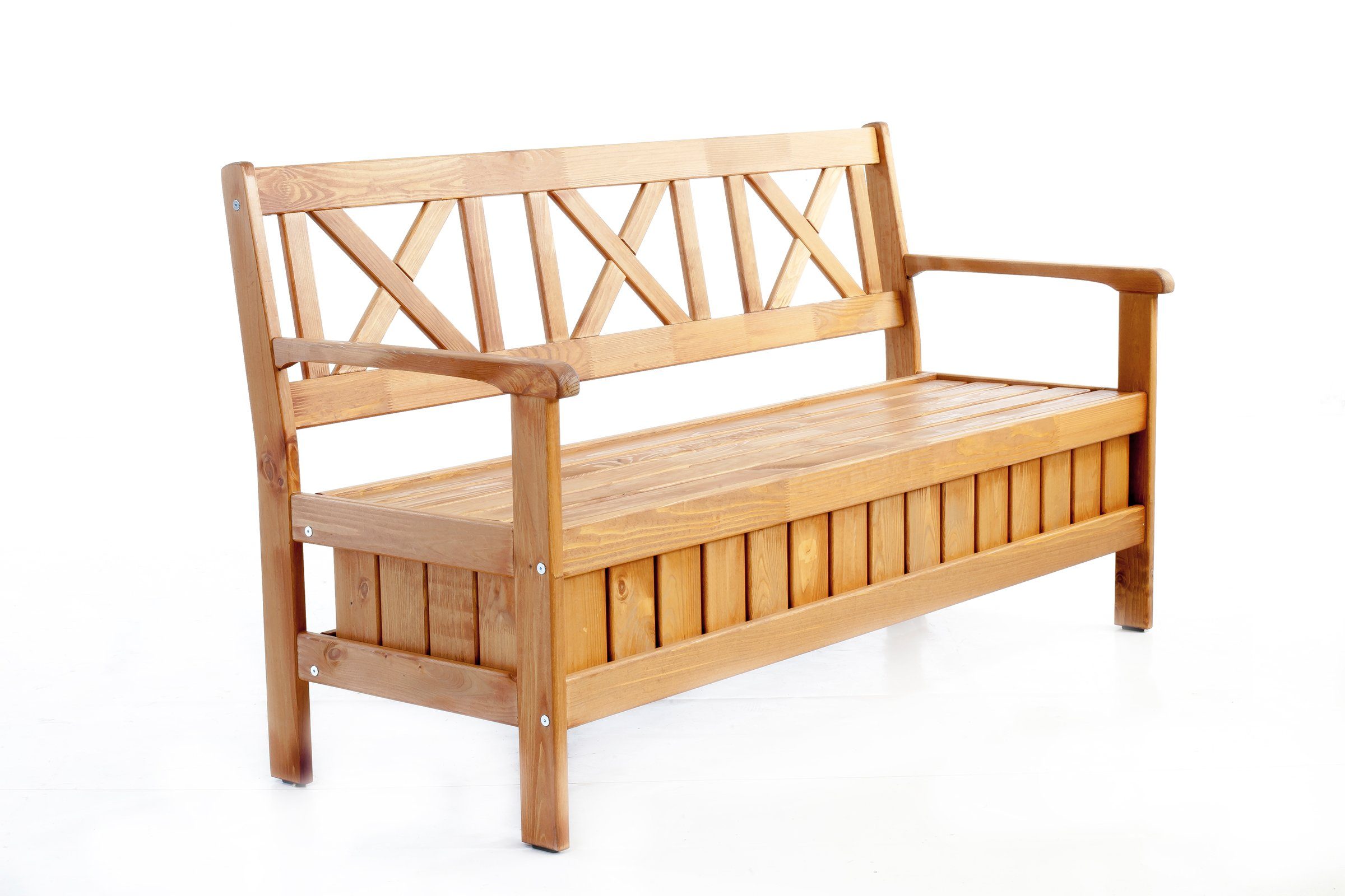 Home Feeling Gartenbank 3er Massivholz Truhenbank EVJE Kiefernholz, ca. 157x63x88 cm