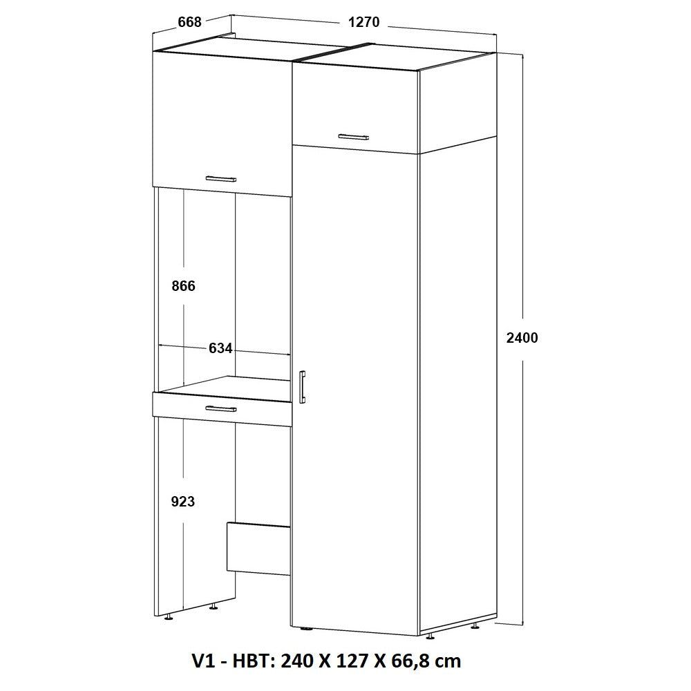 Roomart Waschmaschinenumbauschrank (Waschmaschinenschrank für Trockner und Waschmaschine Überbauschrank)