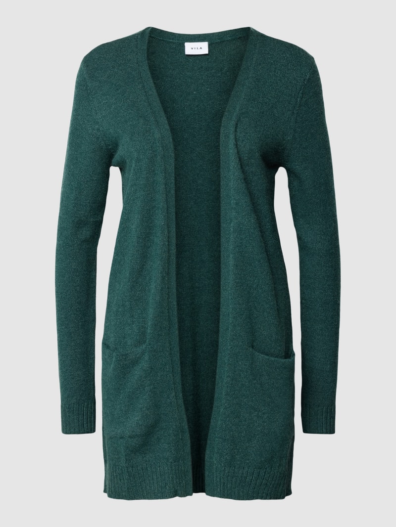 Cardigan aus Viskose-Mix mit gerippten Abschlüssen Modell 'RIL' in dunkelgrün