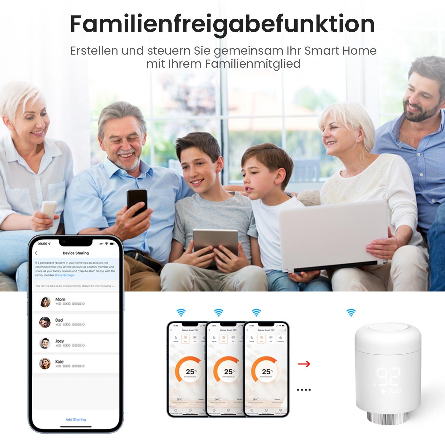 TOPMELON Heizkörperthermostat Zigbee Smart Heizung Thermostat, Energiesparen