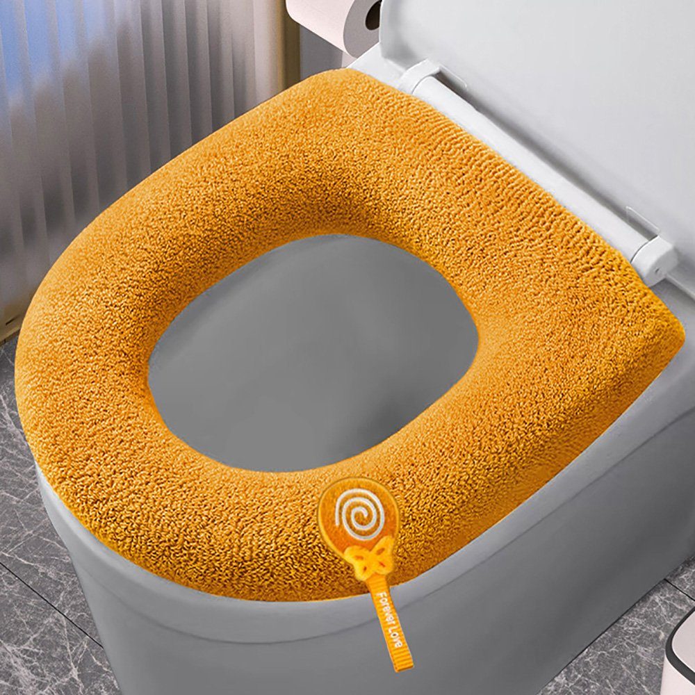 WC-Deckelbezug Weicher Toilettendeckel-Heber, Toilettensitz-Wärmer Deliana.home, Höhe 20 mm, Wärmendes Material, Waschbar, Leicht abnehmbar, Polyester-Faser, 1, Dicker Winter-Toilettendeckel, waschbar und dehnbar