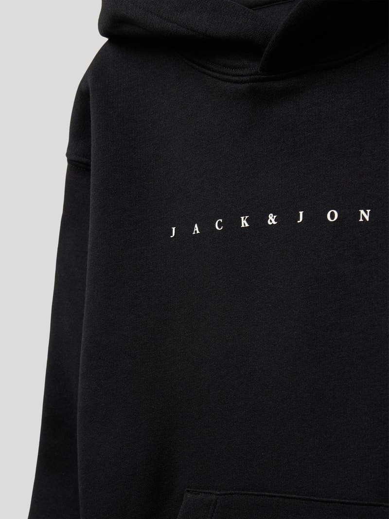 Hoodie mit Label-Print in schwarz