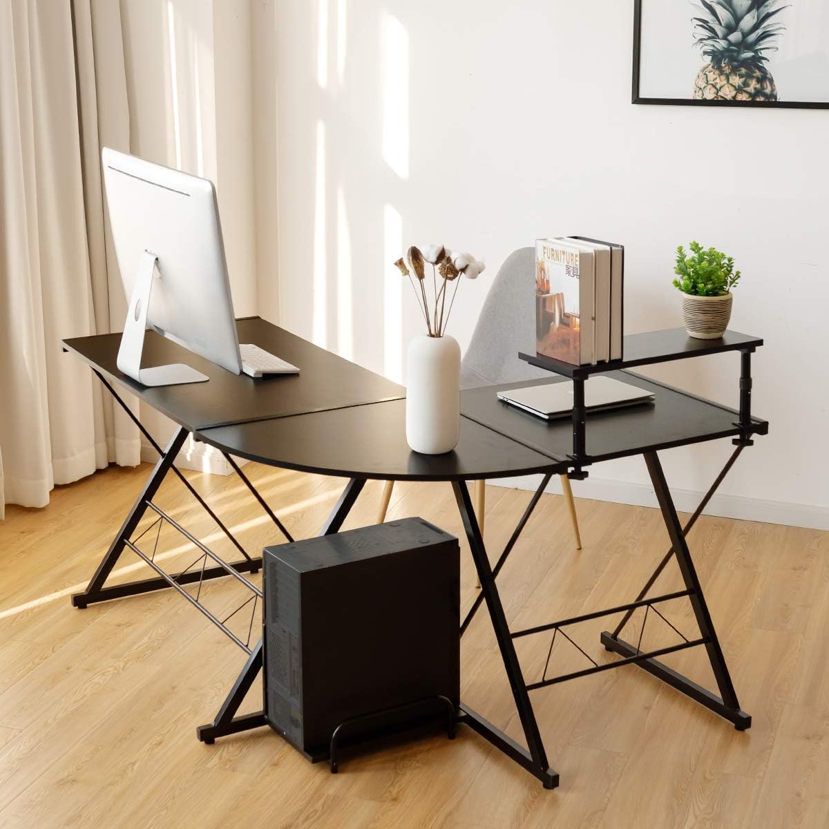 Costway L-Förmiger Computertisch aus Holz