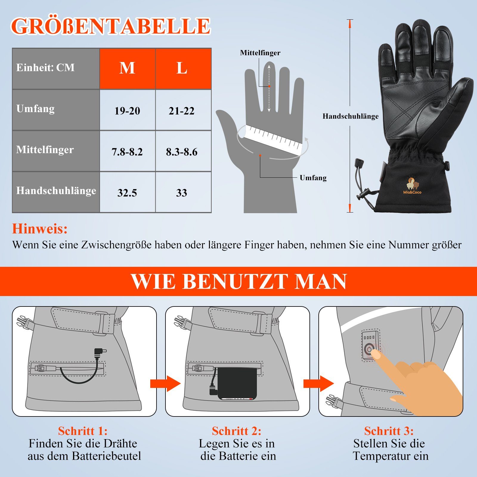 Spark Heizkissen Beheizbare Thermo Handschuhe Winterhandschuhe Thermohandschuhe