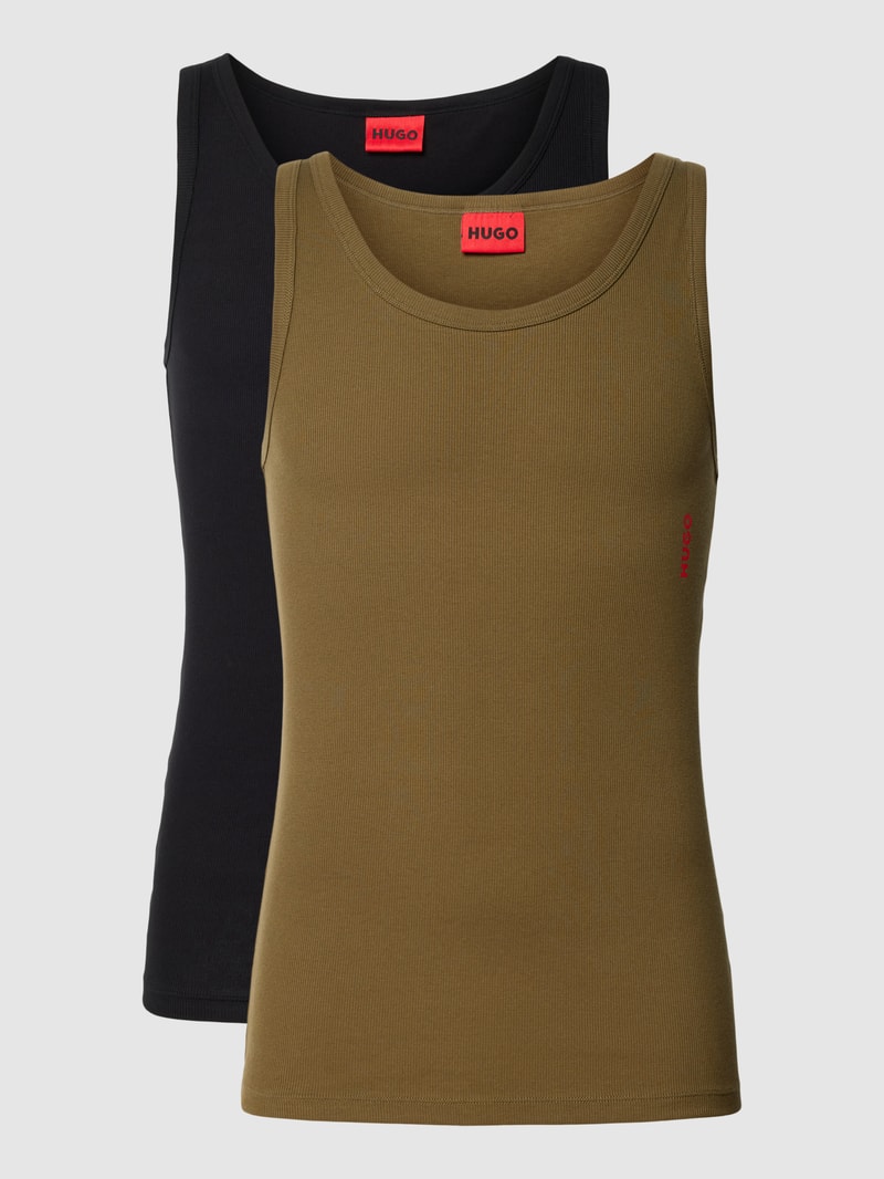 Tanktop mit Label-Print im 2er-Pack in olivgrün