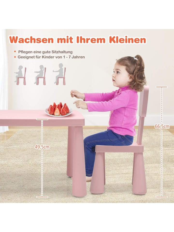 COSTWAY Sitzgruppe 3 tlg. Set in Rosa günstig kaufen 50 cm