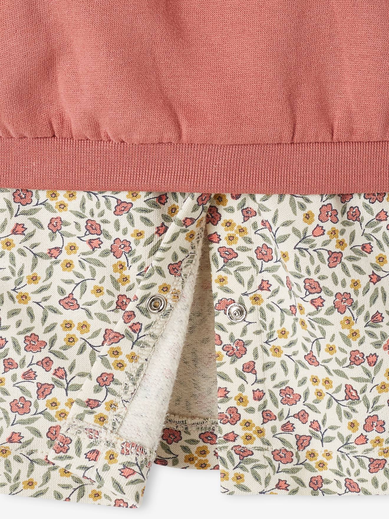 Ensemble 3 pièce robe + cardigan + bandeau bébé fille ivoire imprimé