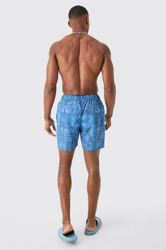 Mittellange Badehose im Denim-Look