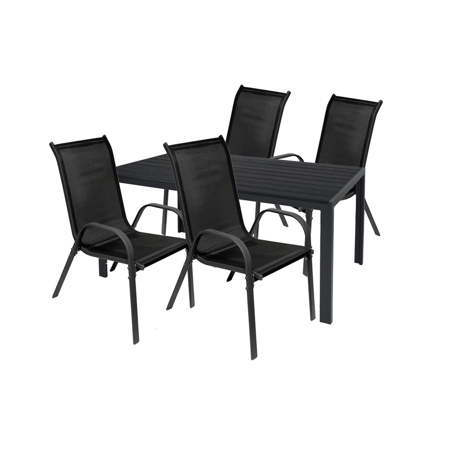 Mojawo Essgruppe Gartengarnitur Sitzgarnitur 5-teilig 125x70cm Anthrazit/Schwarz