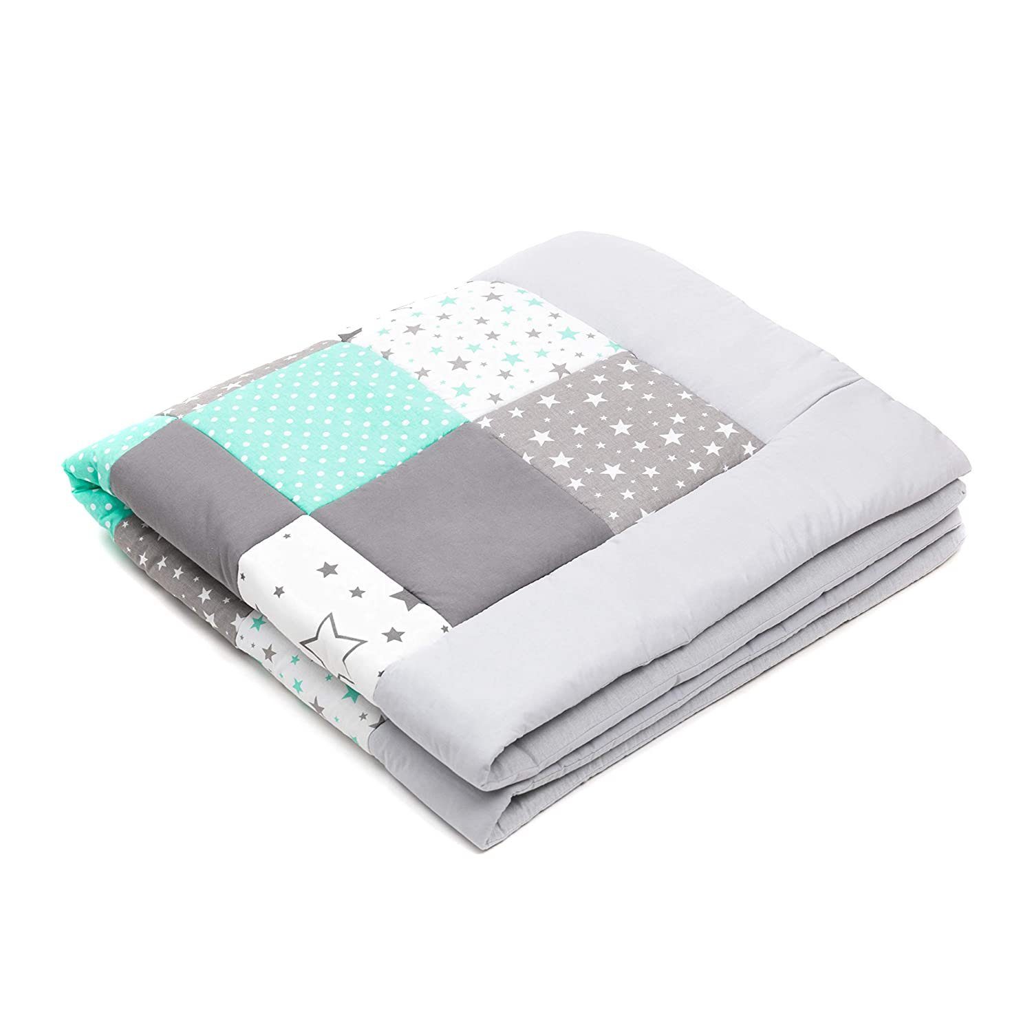 Krabbeldecke (Made in EU) Patchworkdecke, Patchwork: Spieldecke, Laufgittereinlage, Decke, Kuscheldecke, Spielmatte, Matte, Krabbelmatte, als Geschenk für Baby, Kinder, Erstausstattung M058, Amilian