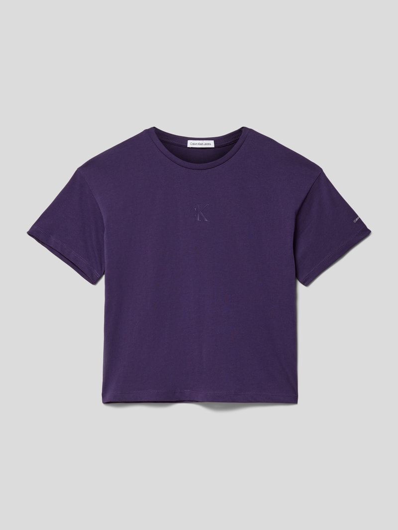 T-Shirt mit Label-Print Modell 'BOXY' in purple