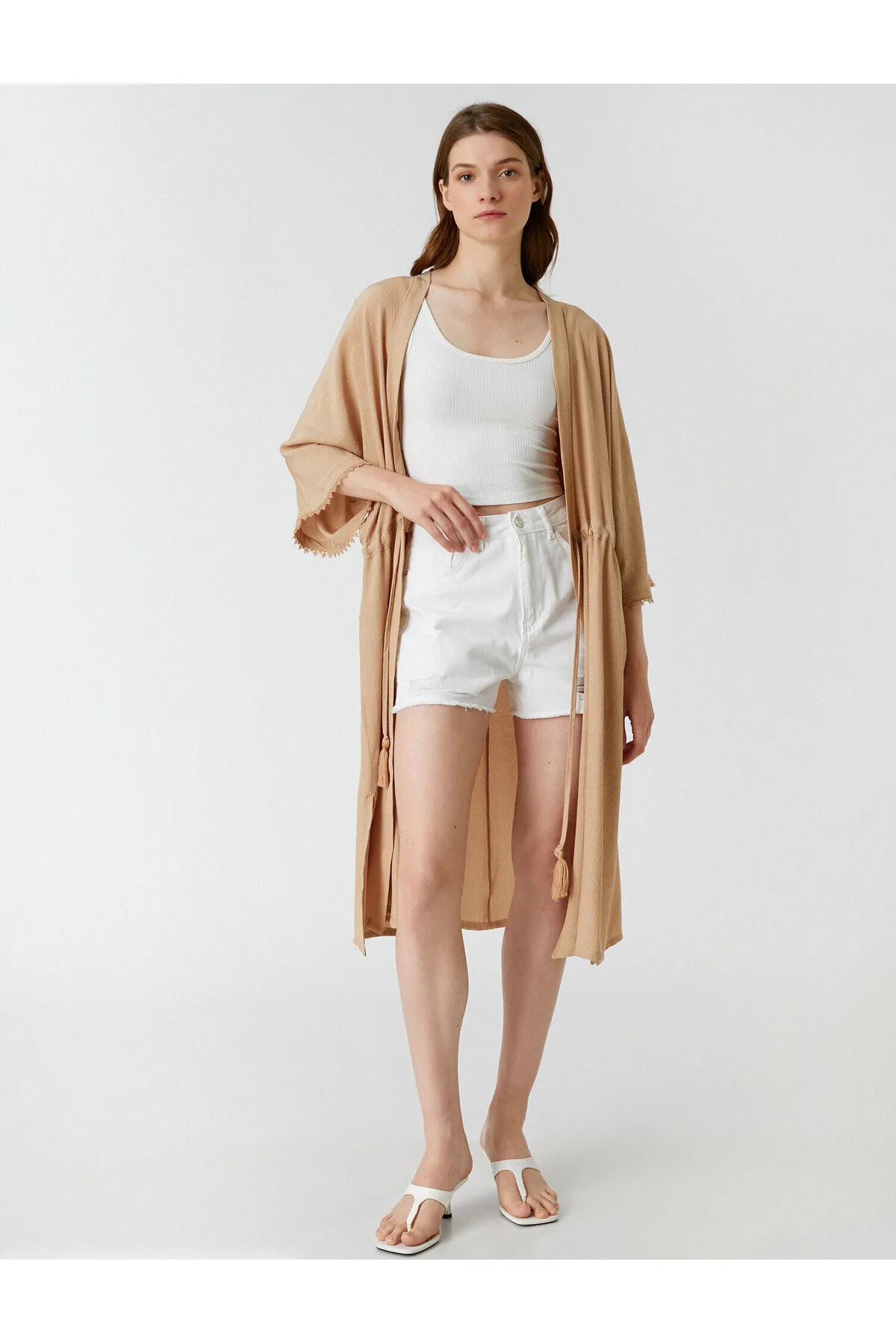 Koton  Kurzärmliger Kimono mit Bindedetail