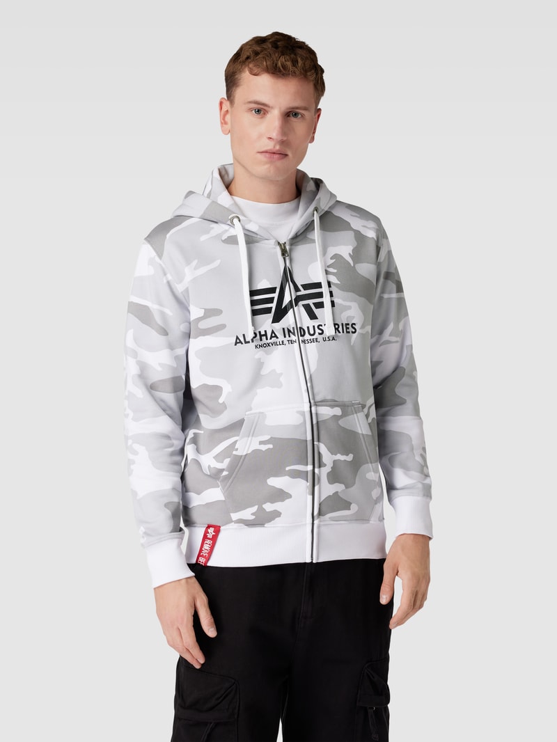 Sweatjacke mit Camouflage-Muster in weiß