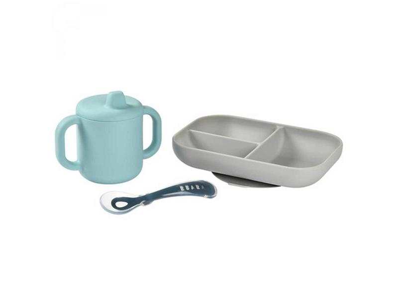 Coffret d'apprentissage silicone + tasse bleu
