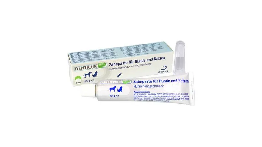 Denticur RF2 Zahnpasta mit Fingerzahnbürste für Hund & Katze 70 g