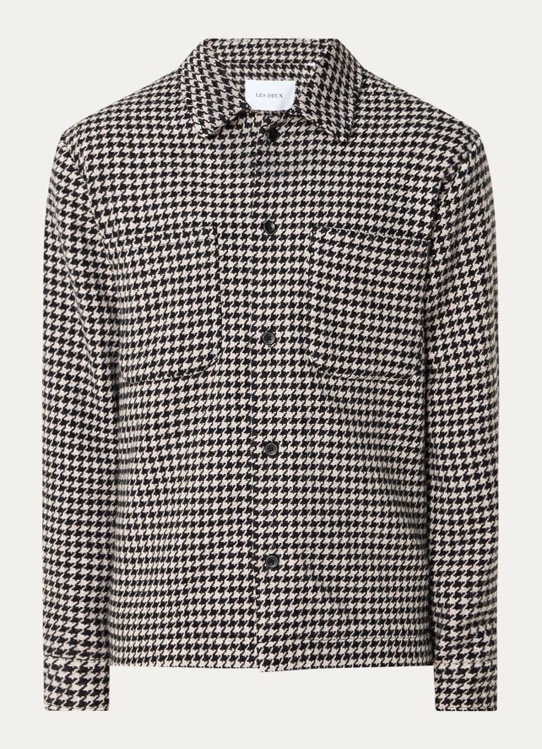 Cămașă din amestec de lână Les Deux Milian cu imprimeu Houndstooth
