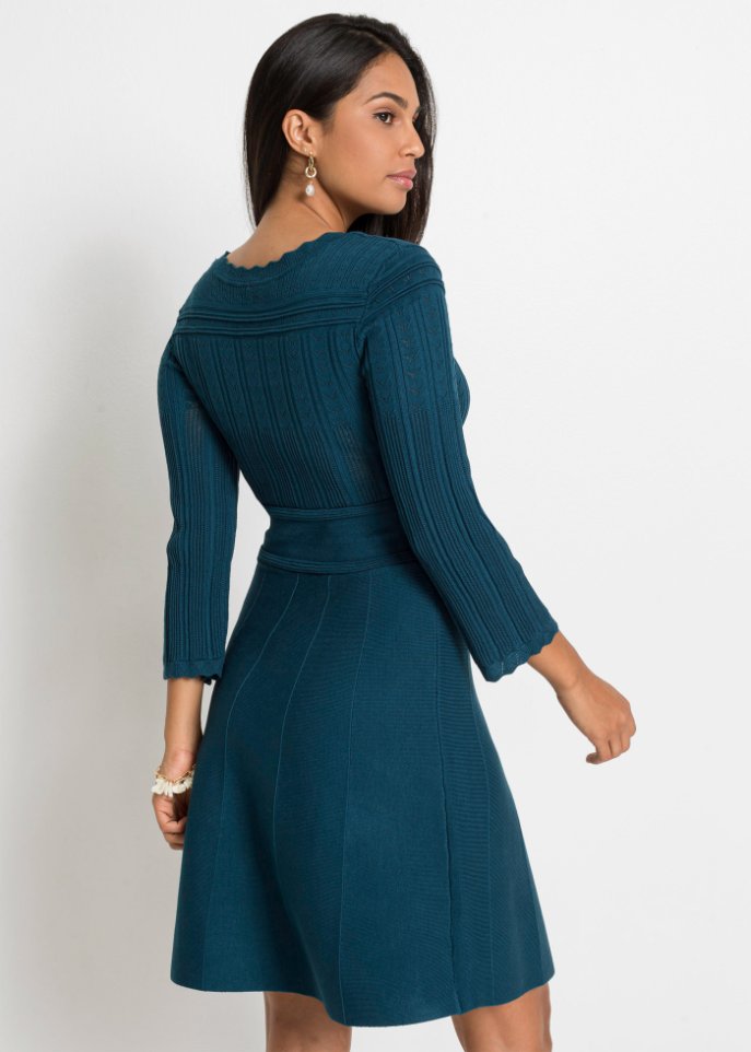 Strickkleid mit Ajourmuster und nachhaltiger Viskose