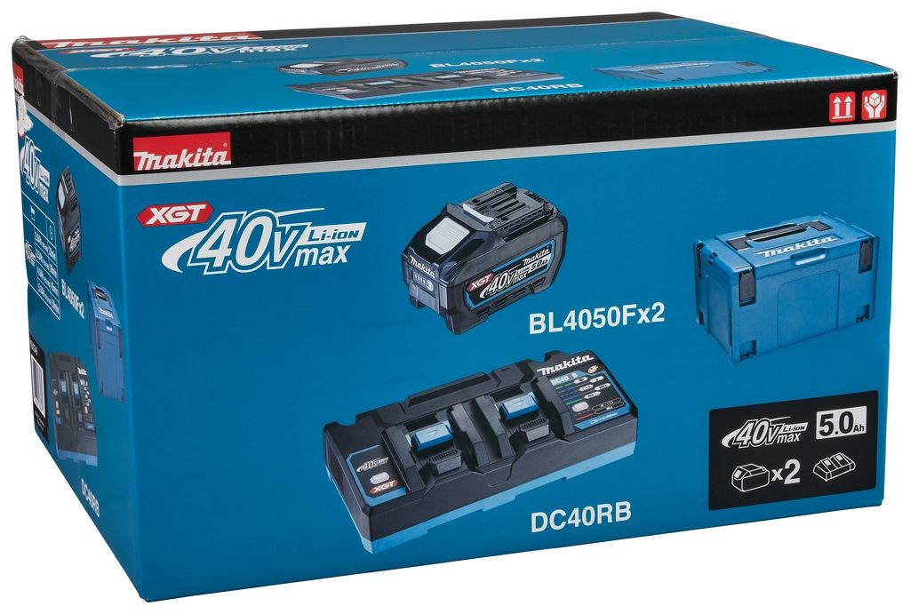 Makita Tillbehör 191U13-9 Startset XGT DC40RB Duoladdare + 2 x Batteri BL4050F 40V max 5.0Ah i MBox