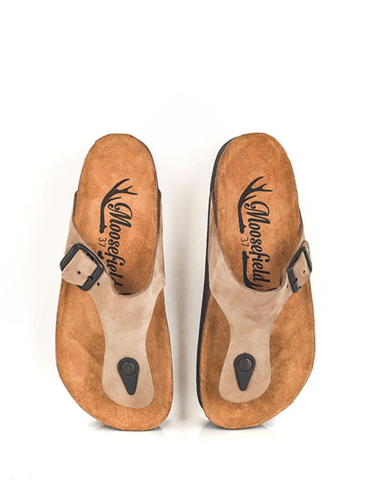 Moosefield Leder-Zehentrenner in Beige günstig kaufen