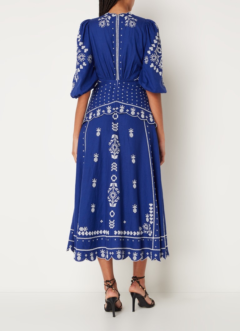 Farm Rio maxi dress with cut-out detail and floral embroidery