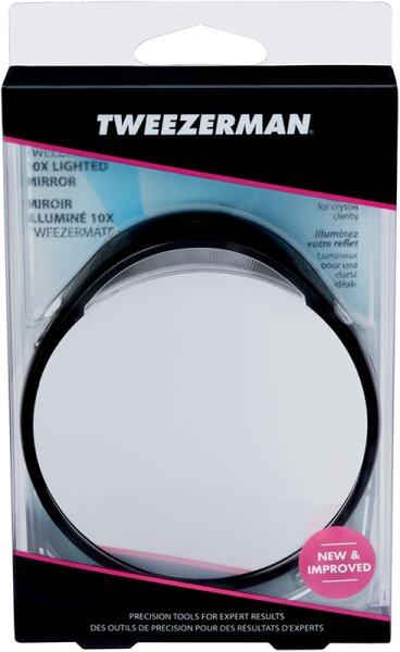 Tweezerman Tweezermate - 10-fach Vergrößerungsspiegel mit Licht, geblistet Kosmetikspiegel