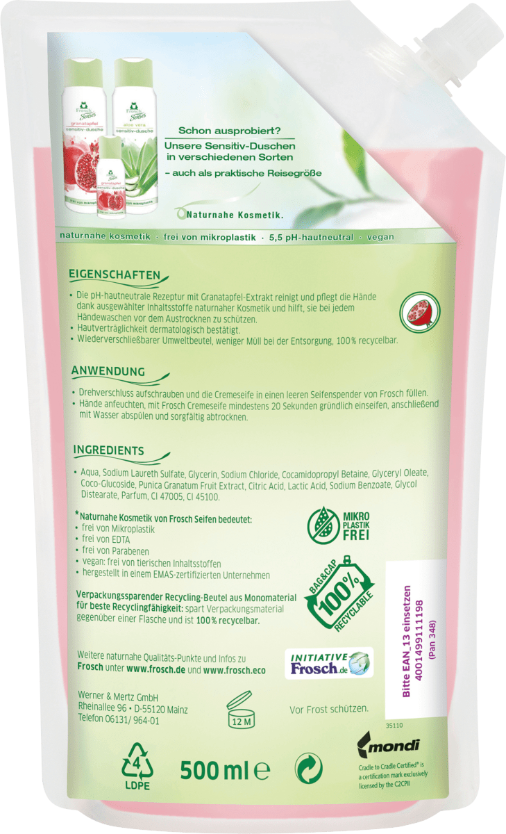 Cremeseife Granatapfel Nachfüllpack, 500 ml