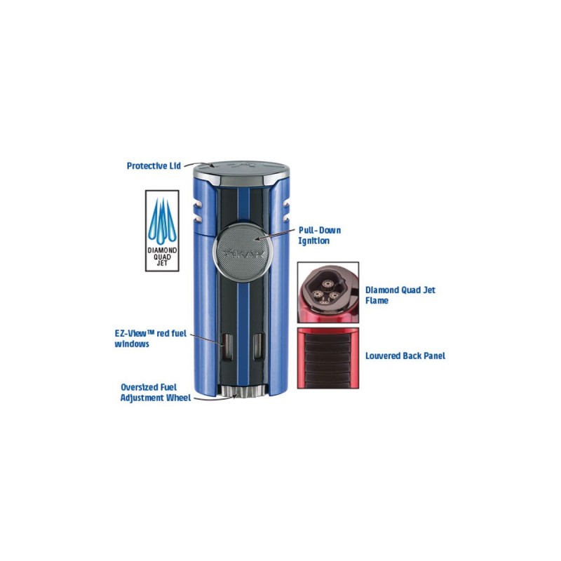 Feuerzeug Jetflamme Xikar, HP4 quad Blue