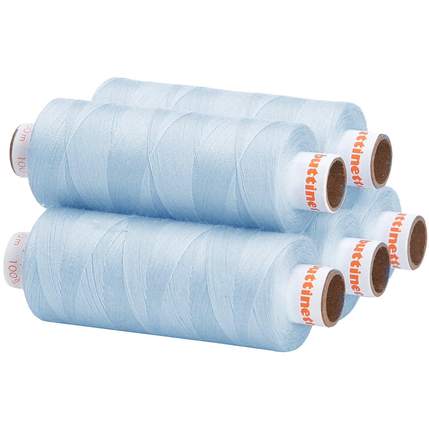 buttinette Universal-Nähgarn, Stärke: 100, 5er-Pack, aqua
