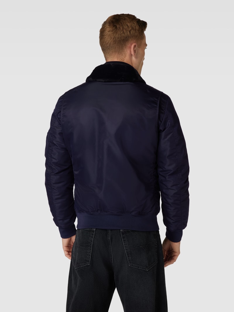 Bomberjacke mit Kunstfellbesatz in marineblau