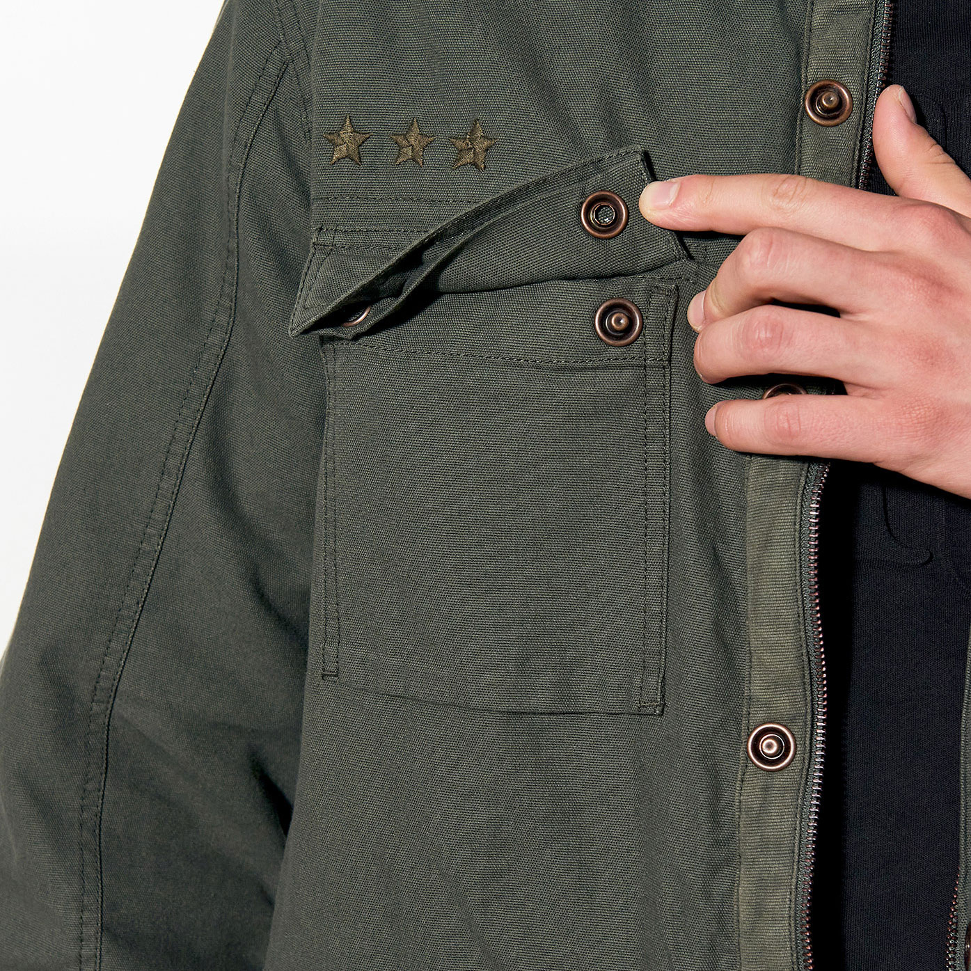PAVI   Veste kaki Homme en 100% coton