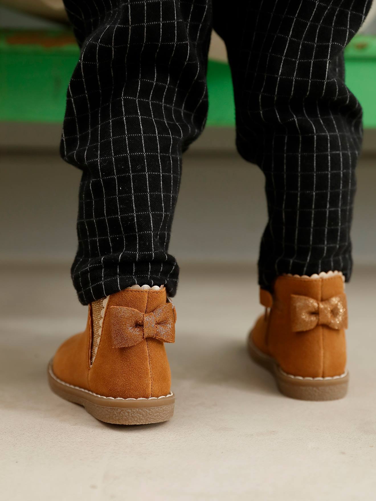 Boots cuir bébé fille élastiqués bleu marine