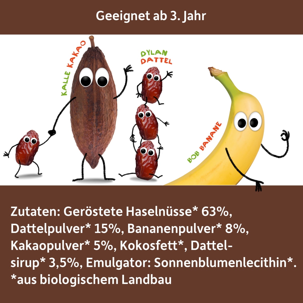Haselnussmus Datteln, Banane & Kakao, ab 3 Jahren, 180 g
