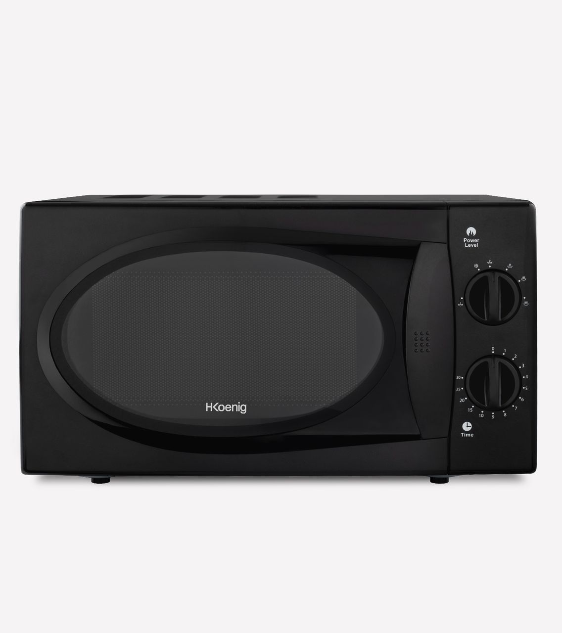 H. Koenig H.Koenig VIO6B Kompakte Mikrowelle, 20 l, Schwarz, leistungsstark 700 W, Drehteller 24,5 cm, Multifunktional, 5 Heizstufen und Auftaufunktion, Timer bis 30 Minuten, schnell, Arbeitsplatte